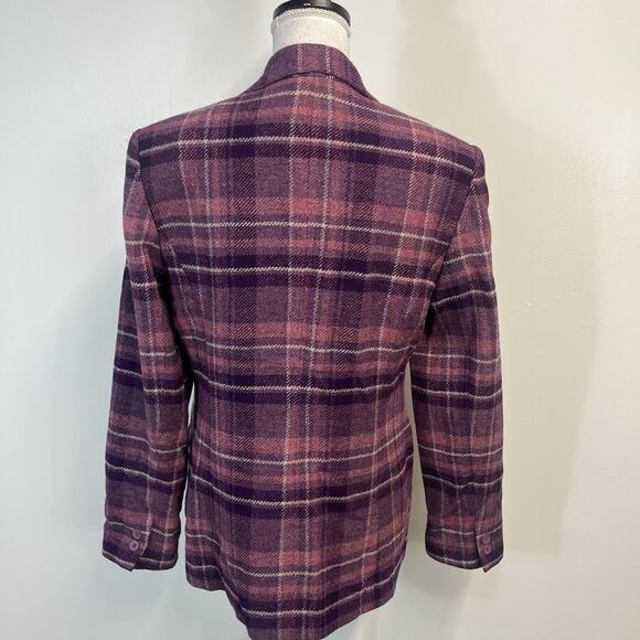 Chadwick's Purple Plaid Wool Blazer Jacket size 10 Pockets Carer Casual Preppy - Picture 9 of 10